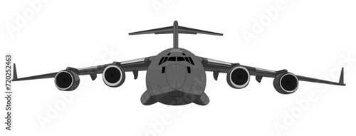 C-17 Military Cargo Aircraft Front View Vector Drawing