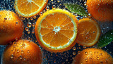 Cytrusy, pomarańcze w wodzie. Generative AI