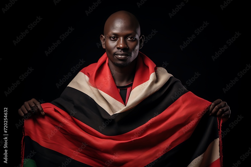 portrait of a man athletic with a flag 