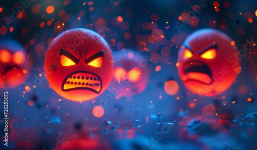 Angry emoji social media reaction character background