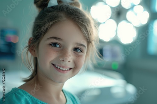 Portrait of a happy young girl in the hospital