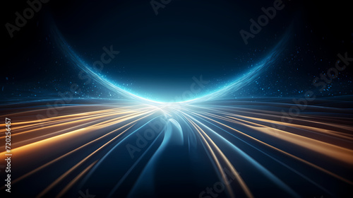Futuristic technology background of digital glowing waves and network system © ting