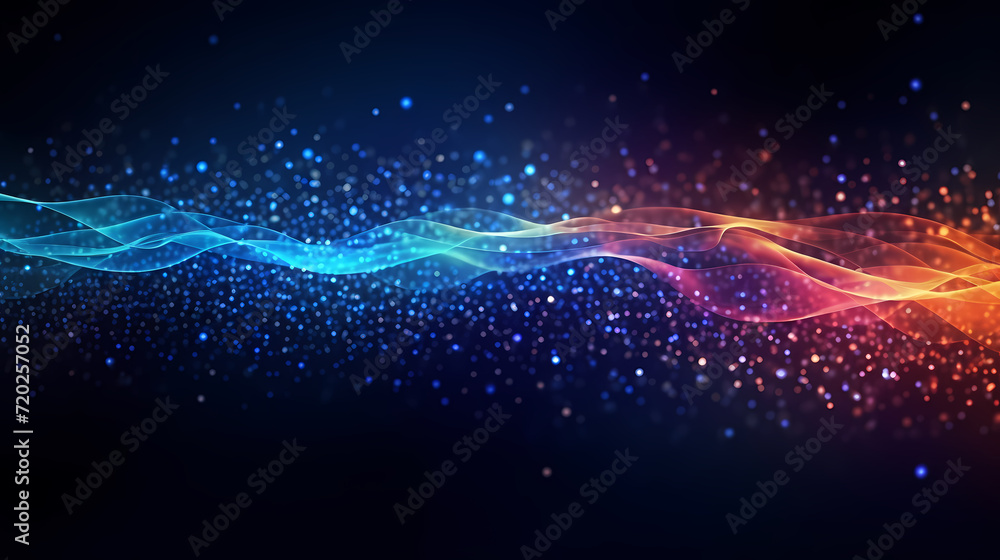 Obraz premium Futuristic technology background of digital glowing waves and network system
