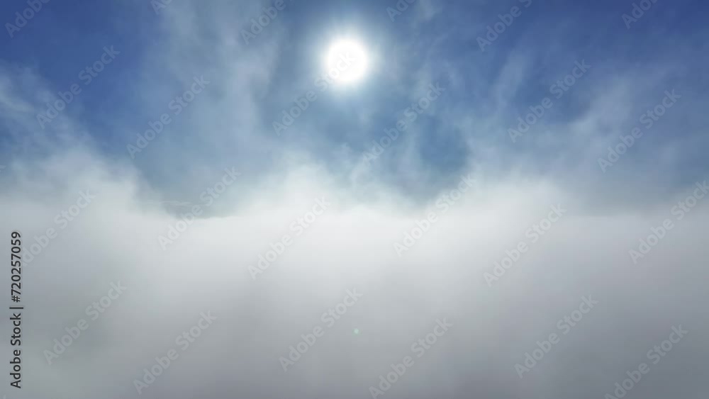 Blue Sky Above the clouds scenery. Sunrise foggy morning landscape. Flying inside clouds. Rays of sun above the clouds. Sunlight weather. Sunrise scenery. Blue Sky Above the clouds scenery. Sunrise foggy morning landscape. Flying inside clouds. Rays of sun above the clouds. Sunlight weather. Sunrise scenery.