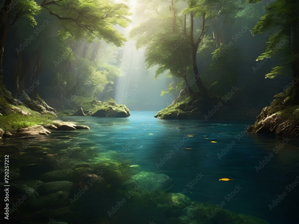 custom made wallpaper toronto digitalmisty morning in the forest, Generative AI