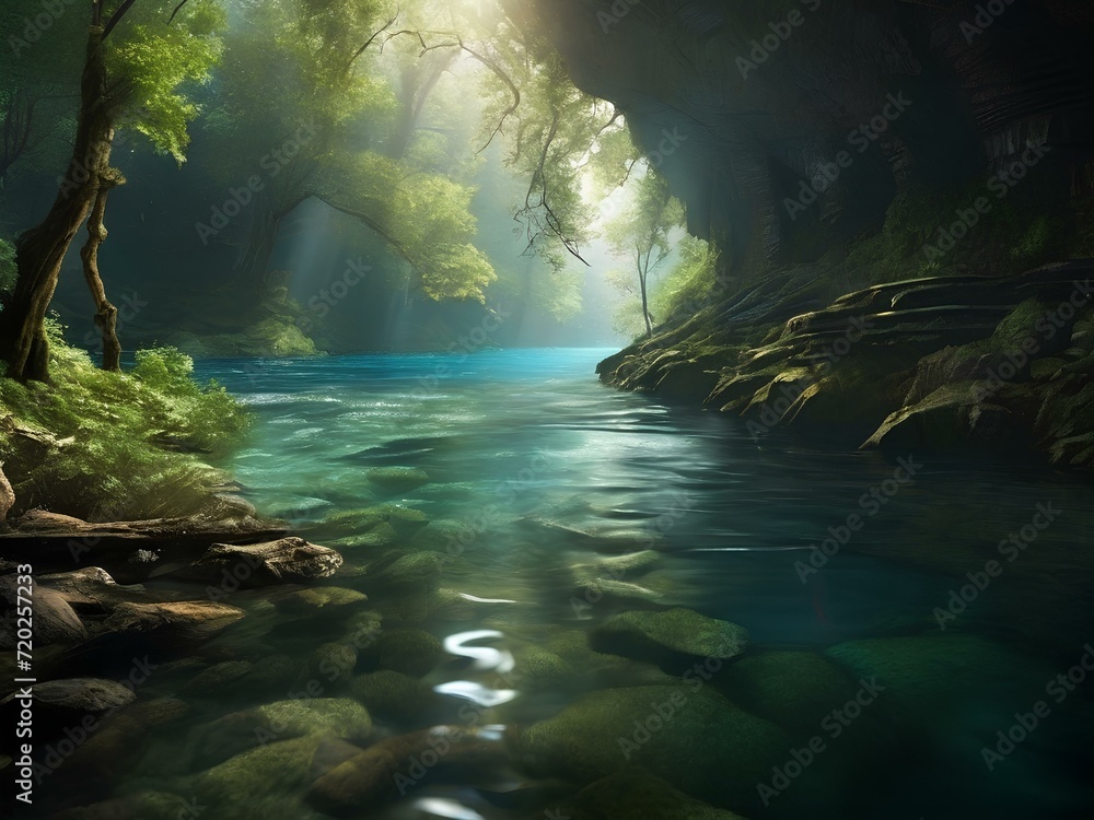 custom made wallpaper toronto digitaltropical forest in the night, Generative AI