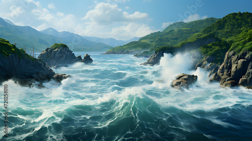 Sunny landscape view of the...