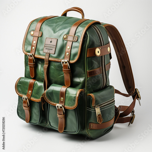 Brown Backpack Mockup with Double Lines, High Resolution, and English School Vibes