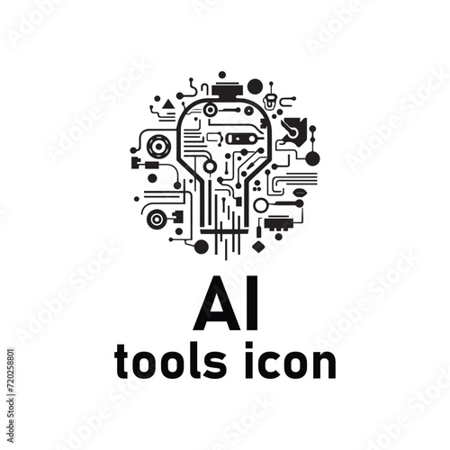 Set of Artificial intelligence AI tools icons.