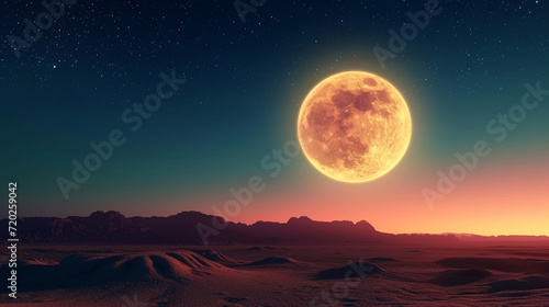 The full moon over a desert