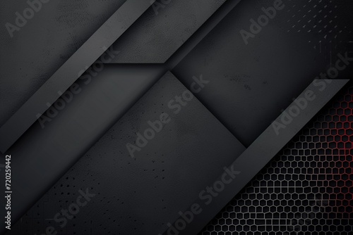 Mesh and Geometry Elegance  Elevate your design with a sophisticated web banner wallpaper background  combining half mesh design and half geometric shapes in shades of grey and black