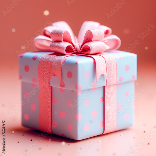 Polka Dot Gift Box with Pink Satin Bow 