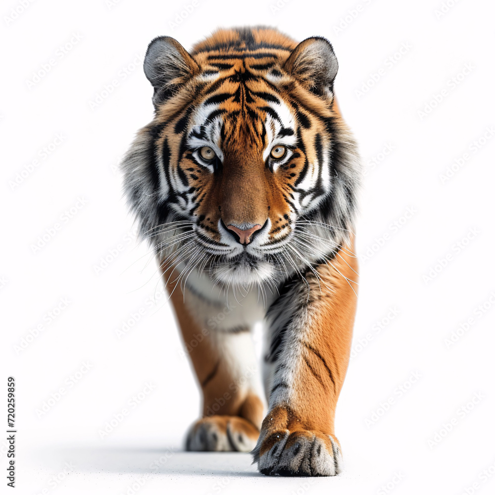 Beautiful tiger isolated on white background with clipping path