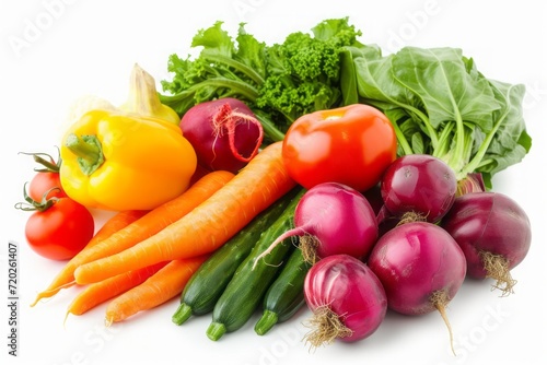 Vibrant vegetables isolated on a white background