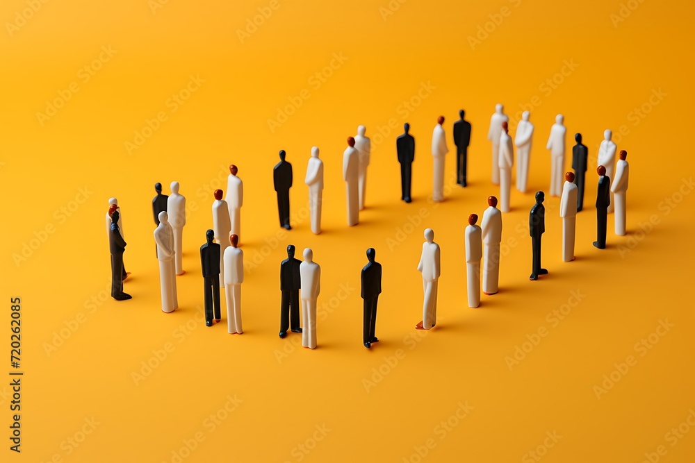 Paper cut silhouette of a group of people in a row showing diversity