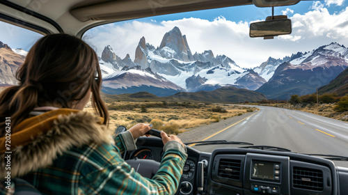 Argentina patagonia el chalten woman driving photo