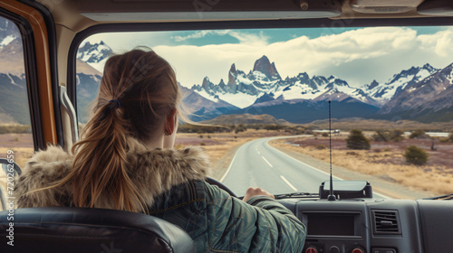 Argentina patagonia el chalten woman driving