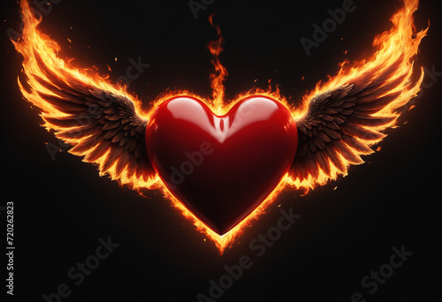 Heart on fire burning. Gene...