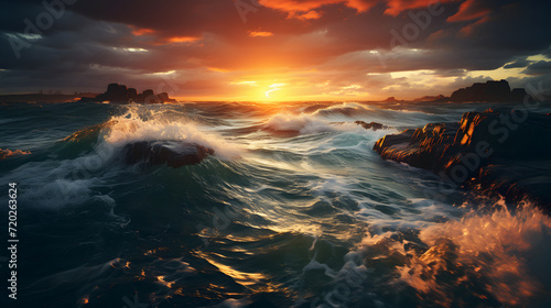 Sunset or sunrise orange la...
