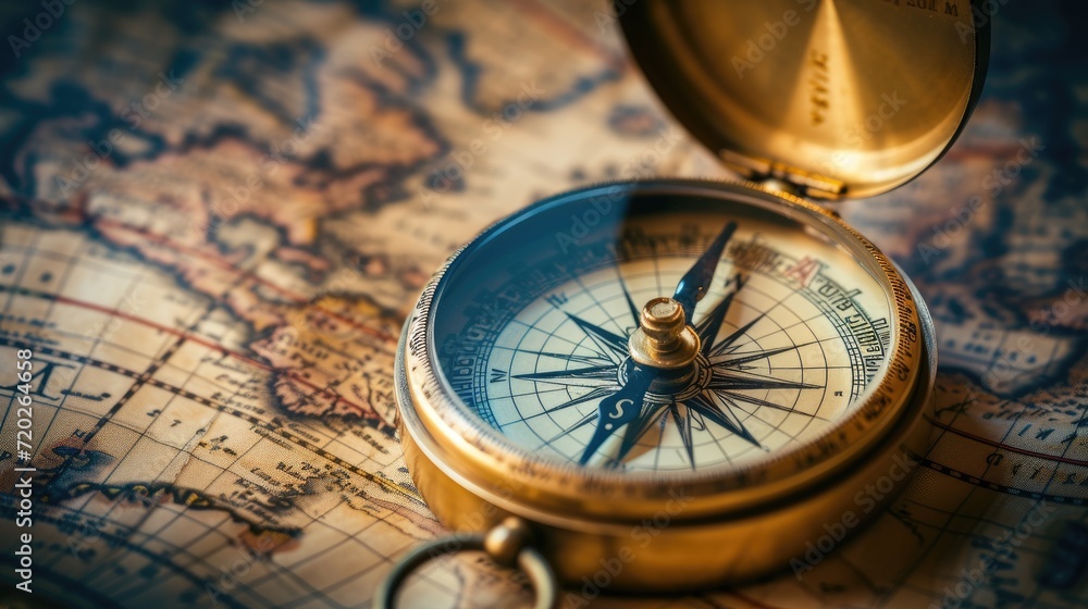 A stunning vintage compass made of brass and glass, perfect for any explorer or adventurer.