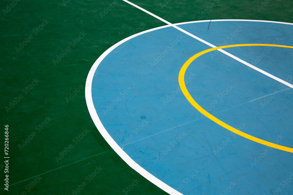 Modern basketball court floor design.