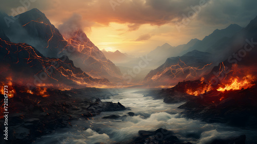 Volcano underwater fire eru...