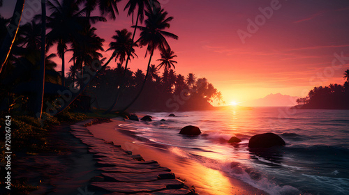 Tropical sunset on beach wi...