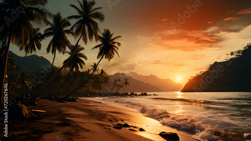 Tropical sunset on beach wi...