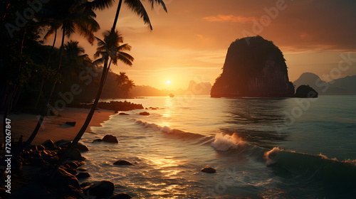 Tropical sunset on beach wi...