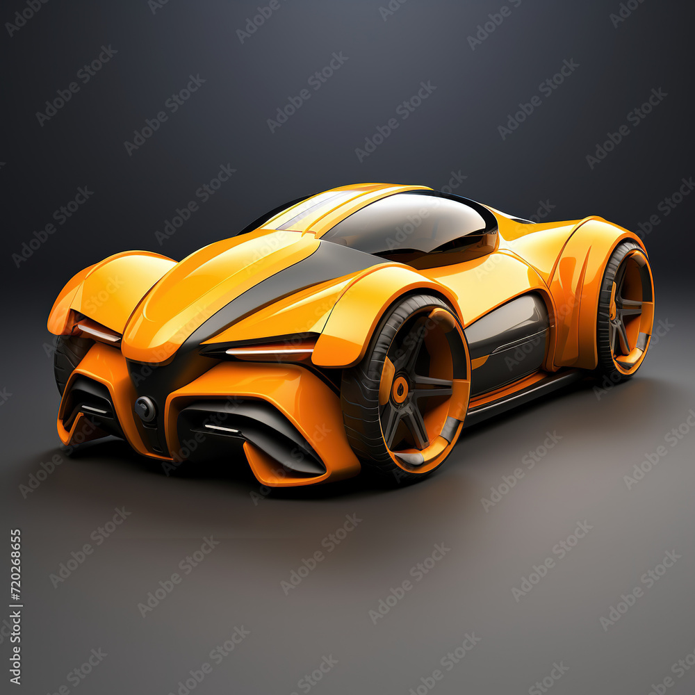 Remote controlled toy car isolated on dark background