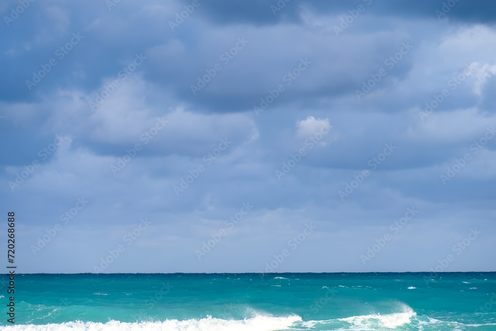 Beach and cloudy sky, design element in Varadero, Cuba