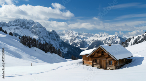 Germany bavaria secluded hut in snow-capped © Reema