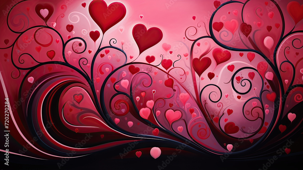 Whimsical Love Swirls Valentines Day Delight Background Ai Generative