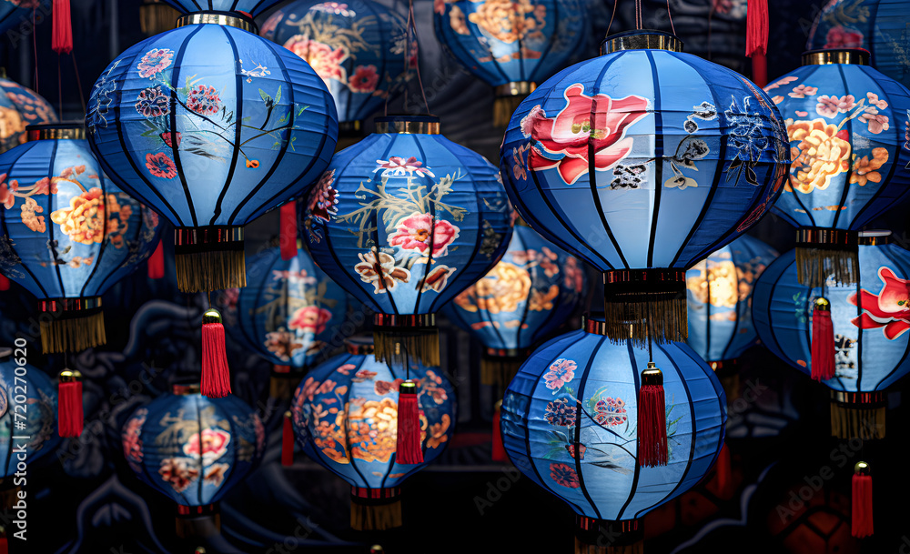 Chinese paper lanterns, close-up.
