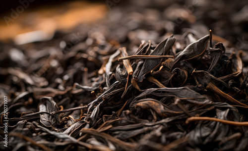 Leafy black tea, close-up.