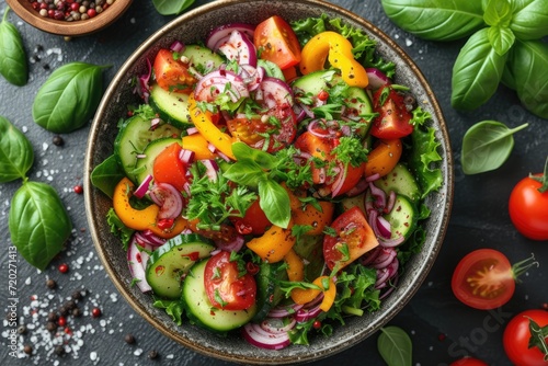 mixed vegetables salad isolated kitchen table professional advertising food photography