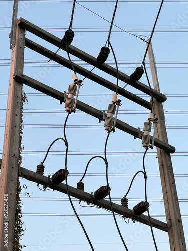 electric pole with electrical wires