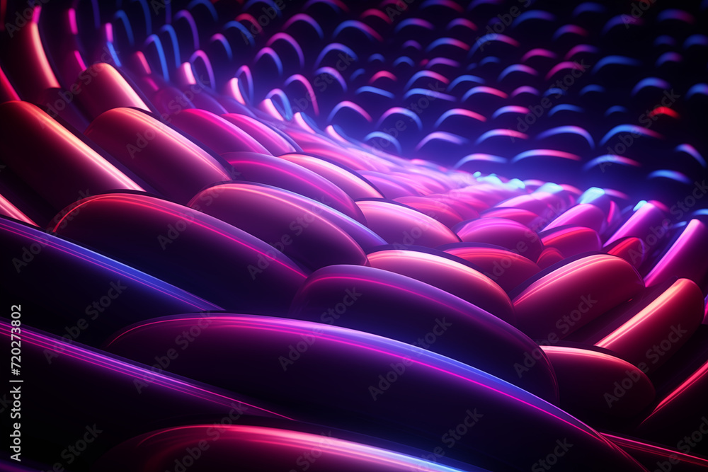 Obraz premium Abstract background. Digital 3D background. Analytical waves. Technology. 3D technological touches dock. Light of ring. Blue connection purple and colorful ring .