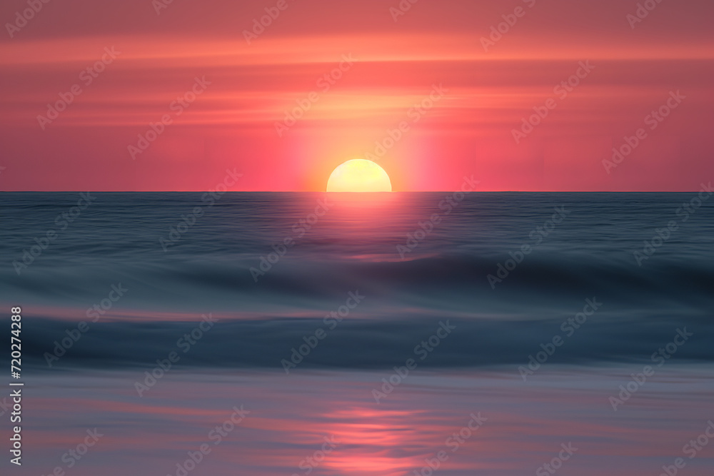 A breathtaking scene of sunrise over the ocean - displaying tranquil sea waters under vibrant colors of the morning sky - encapsulating the peacefulness and natural beauty of the sea. A breathtaking scene of sunrise over the ocean - displaying tranquil sea waters under vibrant colors of the morning sky - encapsulating the peacefulness and natural beauty of the sea.