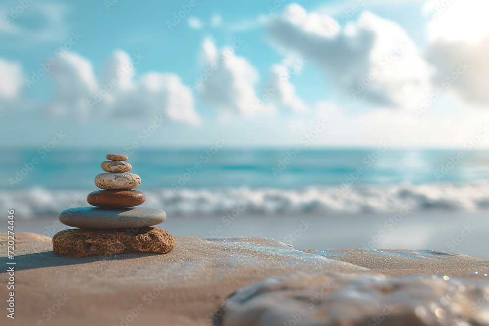 A seaside meditation retreat offering mindfulness sessions by the ocean - with the calming sounds of sea waves - providing a rejuvenating wellness experience in a serene setting.