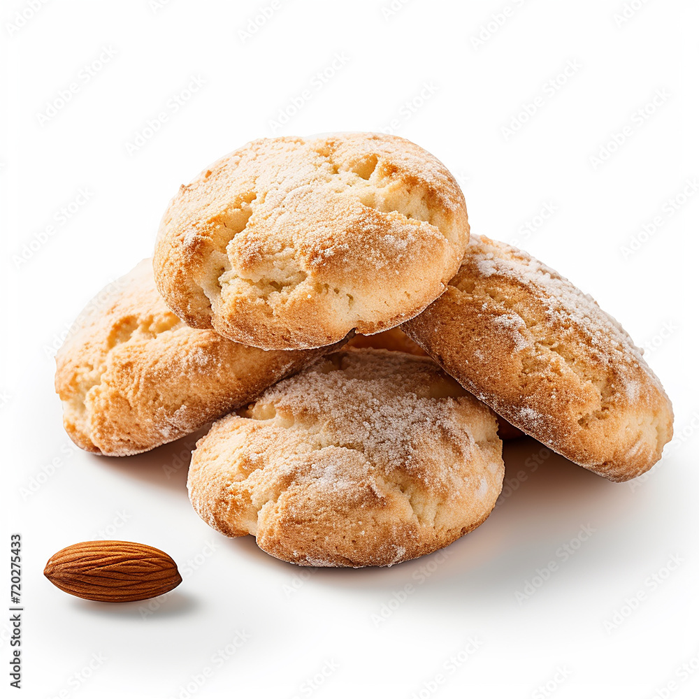 delicious almond cookies on white space made with generative ai