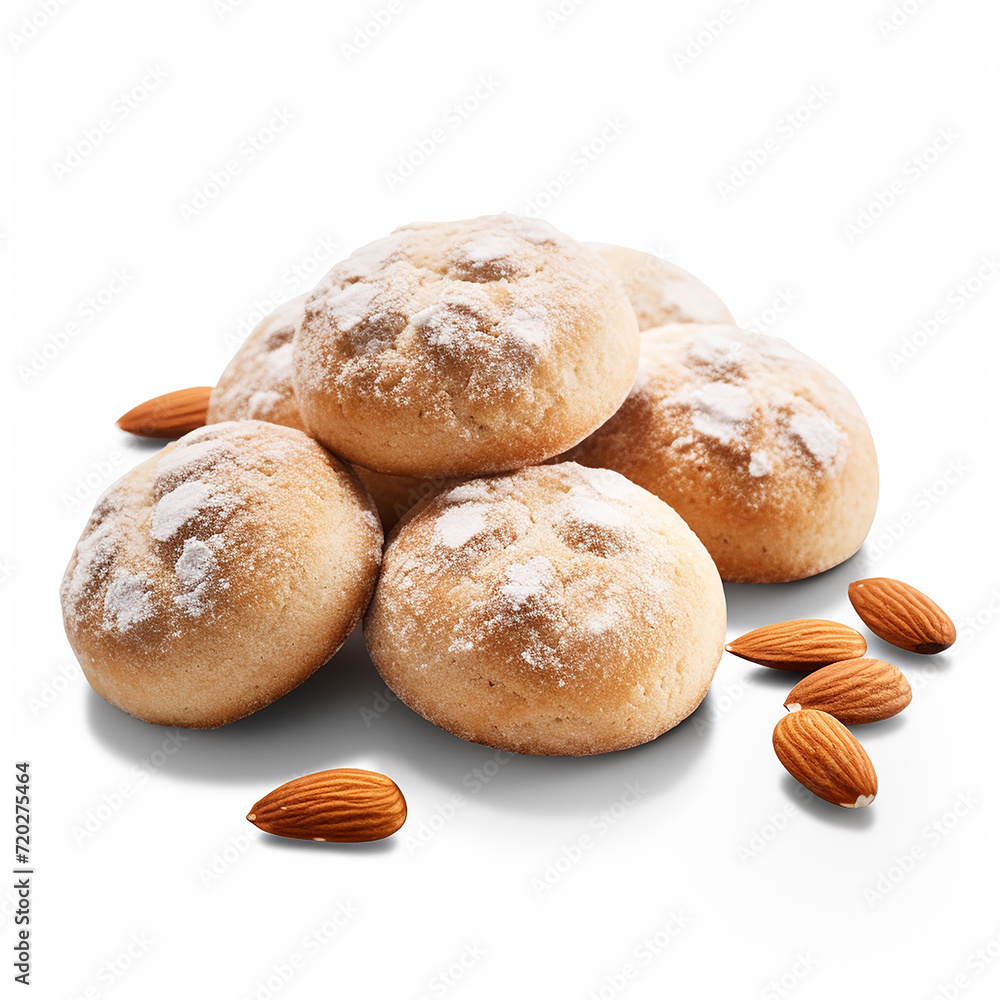 delicious almond cookies on white space made with generative ai