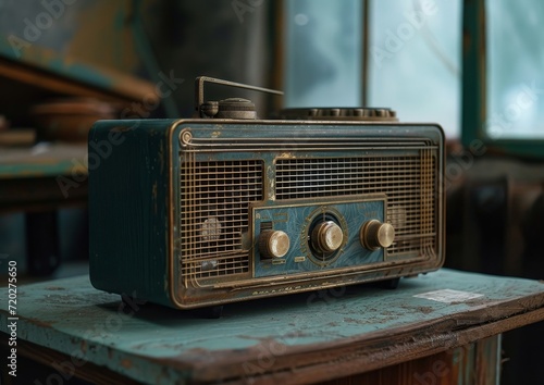 Old Radio on Wooden Table