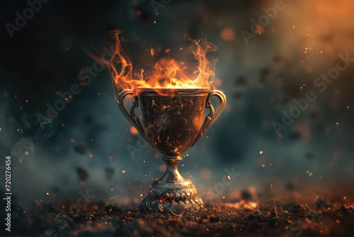 Trophy cup with fire
