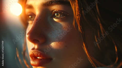 close-up of young woman in natural sunlight