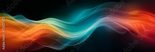 Vibrant rainbow, orange blue teal white psychedelic grainy gradient color flow wave on black