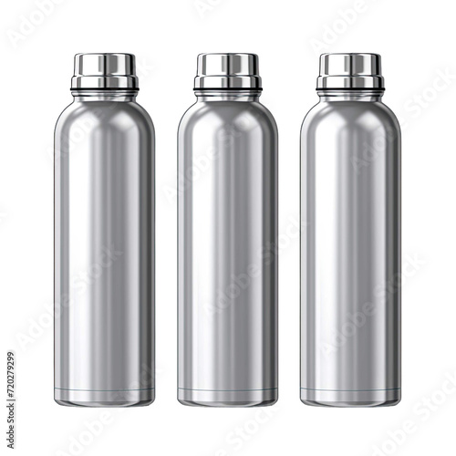 Steel Water Bottles on transparent background