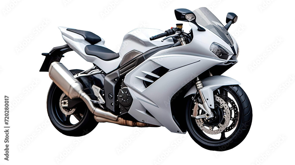 White Road Warrior, Speed Motorcycle. Isolated on a Transparent Background 