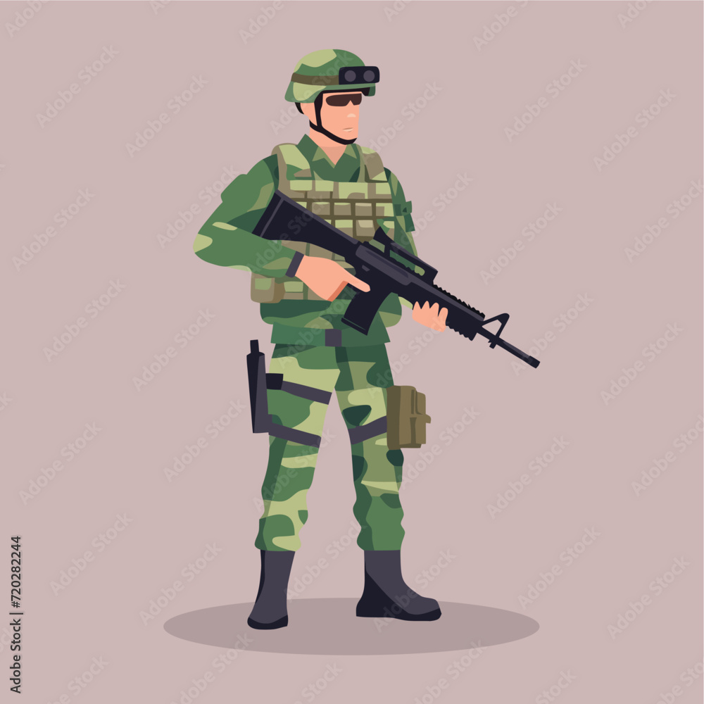 vector flat male military illustration vector flat male military illustration