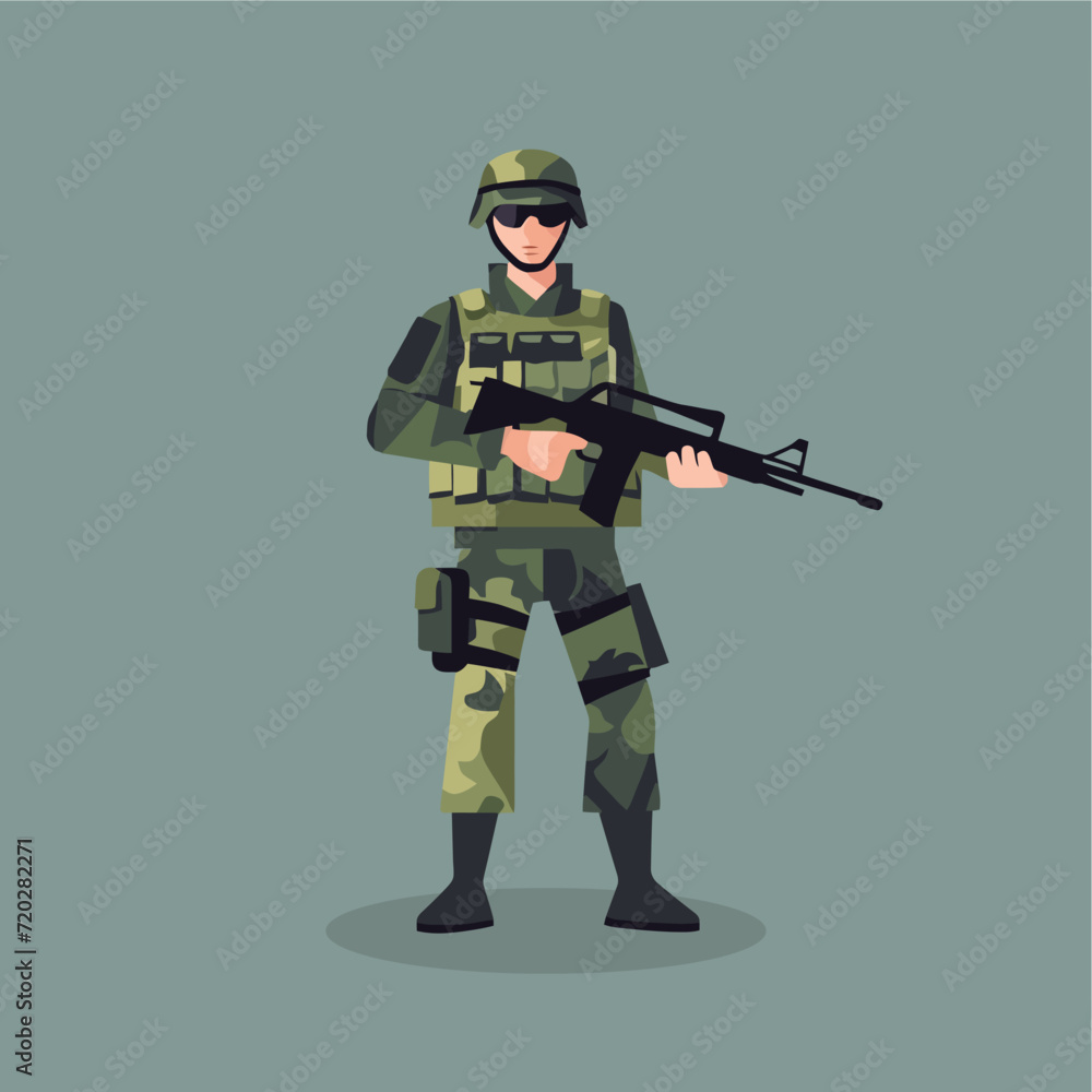 vector flat male military illustration vector flat male military illustration